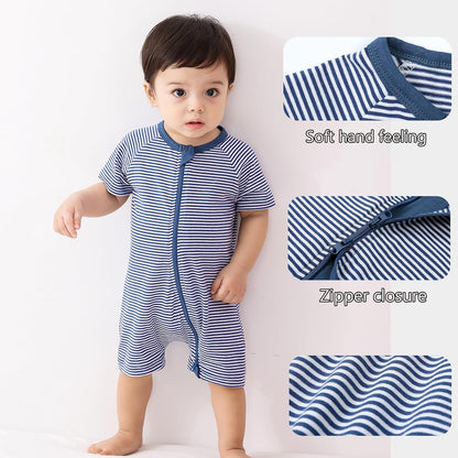 Feidoog Baby Boys 2Pack Rompers Summer Short Sleeve 2 Way Zipper One-Piece Romper Jumpsuit Sleep