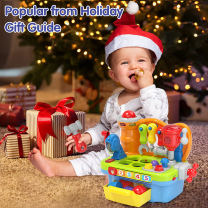 SunnyPal Toys for 1 Year Old Boy Birthday Gift, 9 in 1 Multifunction Music Workbench Learning Toy