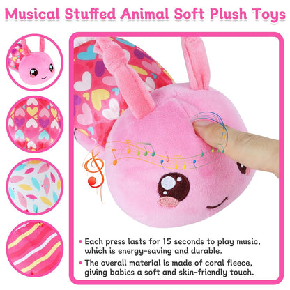 Baby Girls Toys 6-12 Months - Infant 6-in-1 Sensory Music Animal Stuffed Caterpillar Toy with