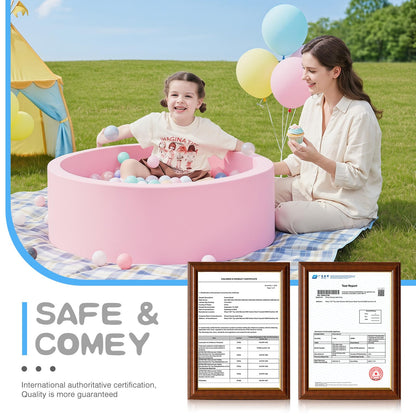 SHJADE Foam Ball Pit, 35.4"x 11.8" Ball Pits for Toddlers-Pink