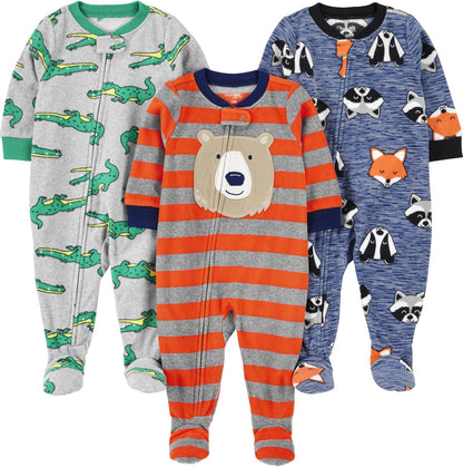 Simple Joys by Carter's Toddlers and Baby Boys' Loose-Fit Flame Resistant Fleece Footed Pajamas