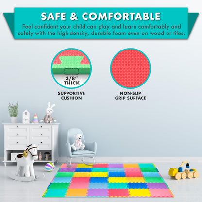 ProSource Baby Play Mat, Soft Foam Floor Tiles for Kids, Interlocking EVA Panels for Playpen Use