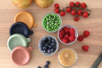 BEABA 4 Pack Glass Baby Food Jars with Soft Silicone Air Tight Lids, 8 oz Glass Storage Containers