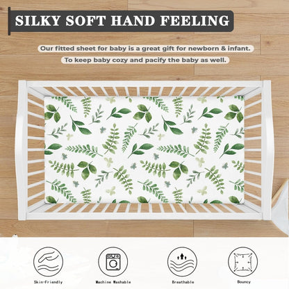Lovely Green Flower Fitted Crib Sheet Plants Baby Crib Sheet Fit Standard Crib and Toddler