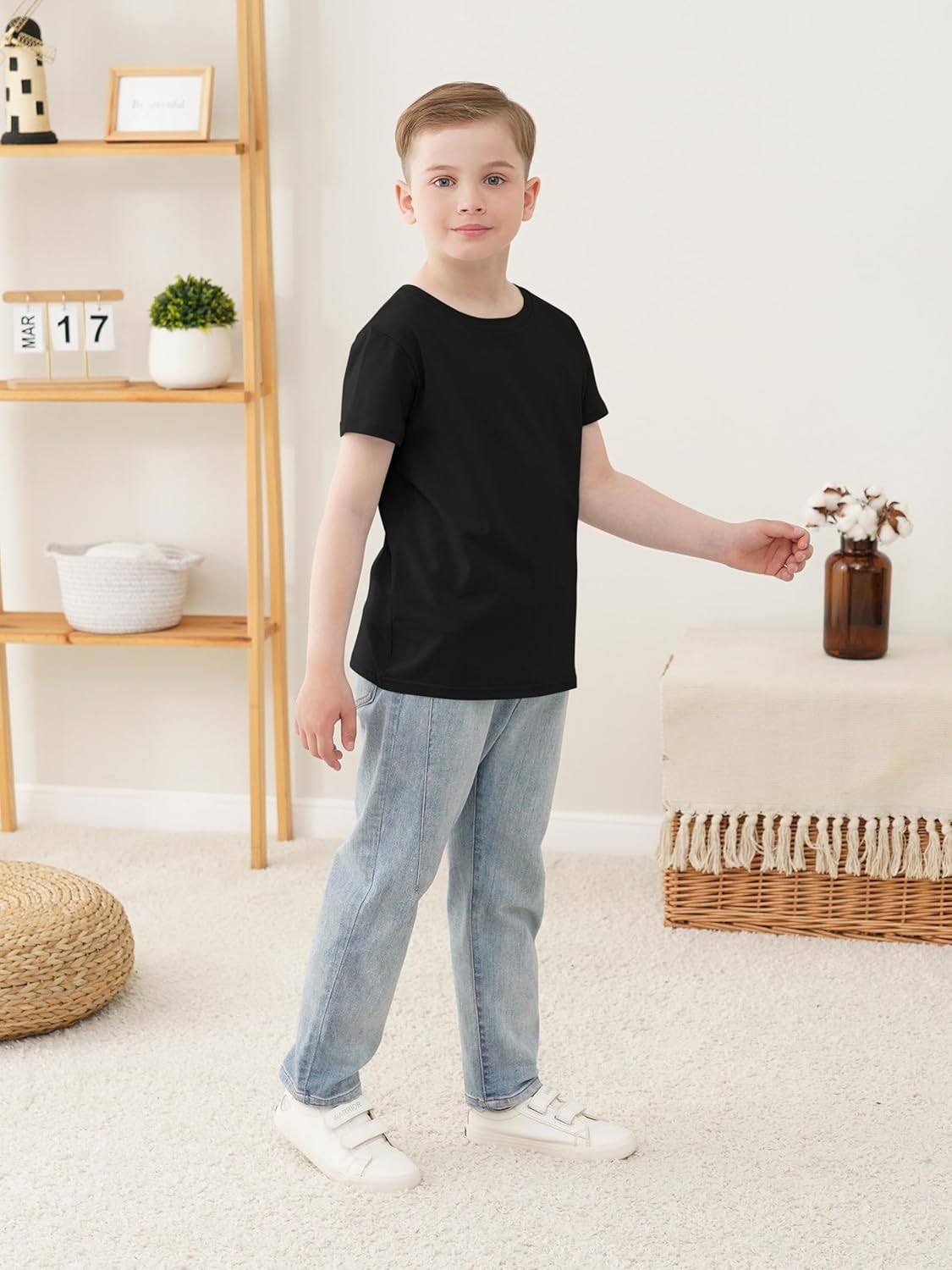 5 Pack Boys Shirts Short Sleeve Shirts for Boys Cotton T-Shirts Kids Toddler Tshirts Tees Clothes