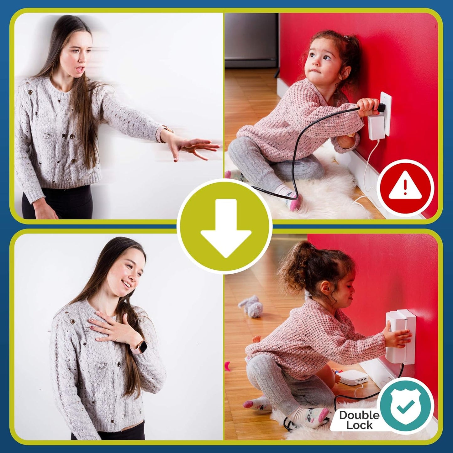 Baby Safety Outlet Cover Box (2 Pack) Double Lock for Much Better Toddler Proofing, Easier
