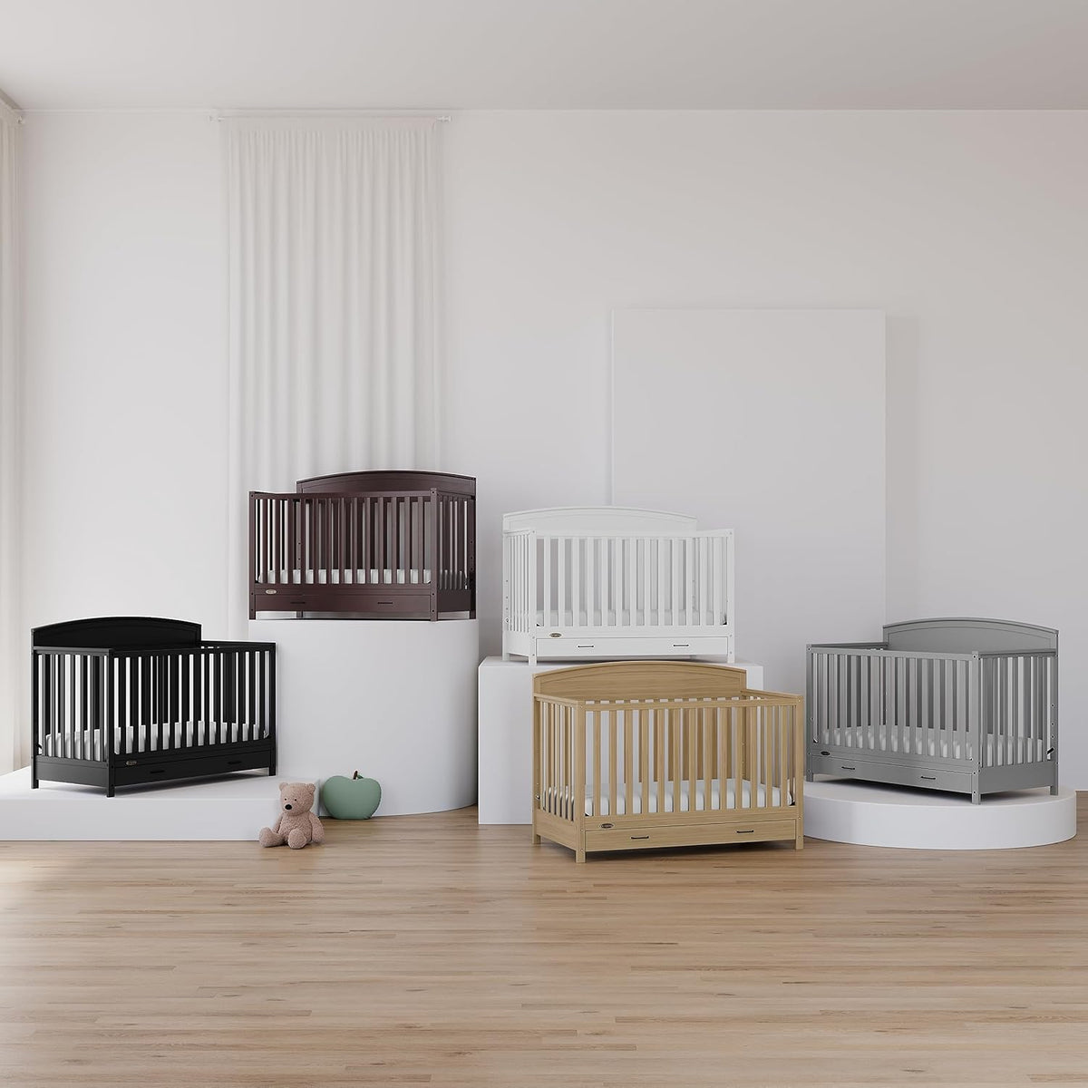 Graco Benton 5-in-1 Convertible Crib with Drawer (Pebble Gray) -Converts from Baby Crib to Toddler