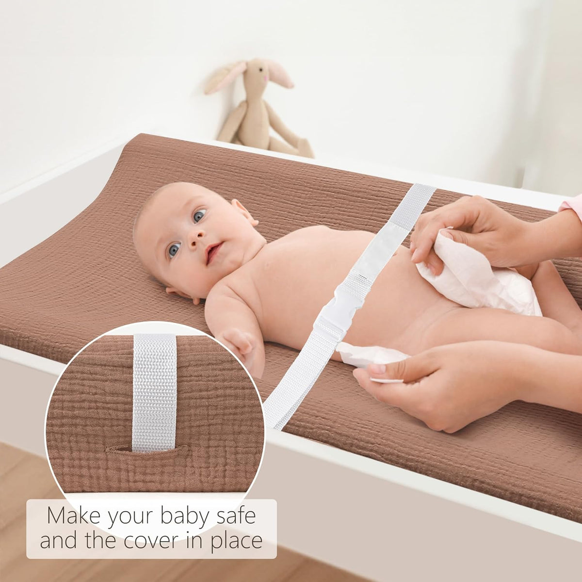 Bearmoss Changing Pad Cover, 2 Pack Muslin [100% Cotton] Diaper Changing Table Covers, 32'' x 16''