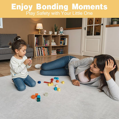 71" ×59" Padded Baby Play Mat for Floor, 1.2" Thick Memory Foam Mat with Machine Washable Cover