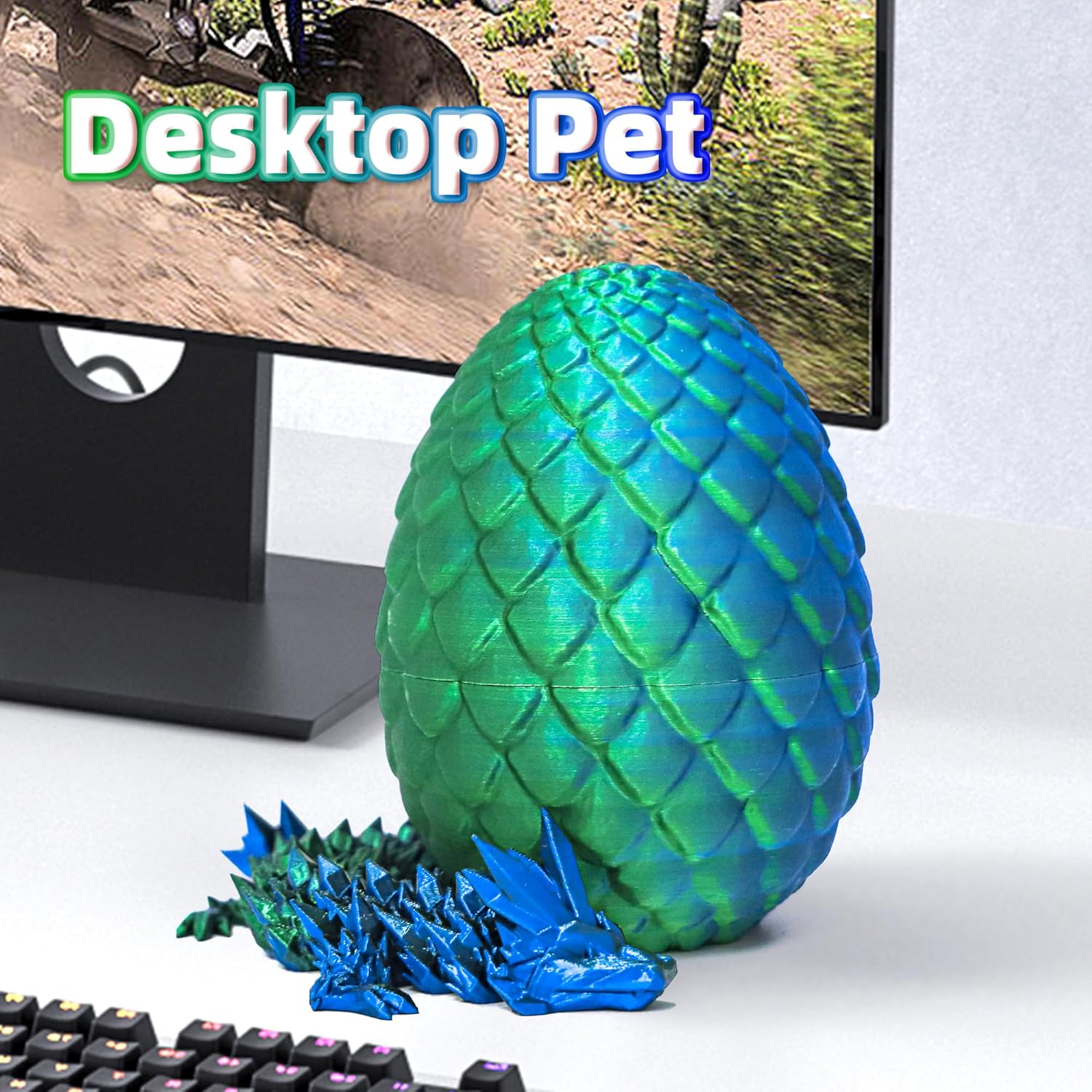 Dragon Egg - 3D Dragon Egg with Flexible Pearly Sheen Dragon Inside, 3D Printed Surprise Gift