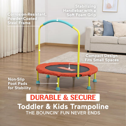 Fisher-Price Mini Trampoline, WonderJump 36" Round Bouncer, Multicolor