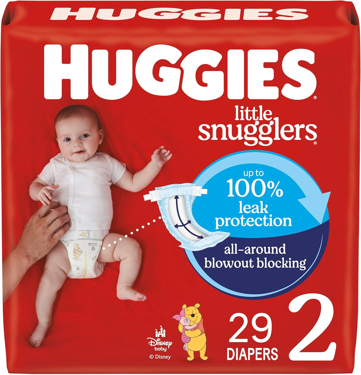 Huggies Size 2 Diapers, Little Snugglers Baby Diapers, Size 2 (12-18 lbs), 29 Count, Packaging May