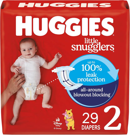 Huggies Size 2 Diapers, Little Snugglers Baby Diapers, Size 2 (12-18 lbs), 29 Count, Packaging May