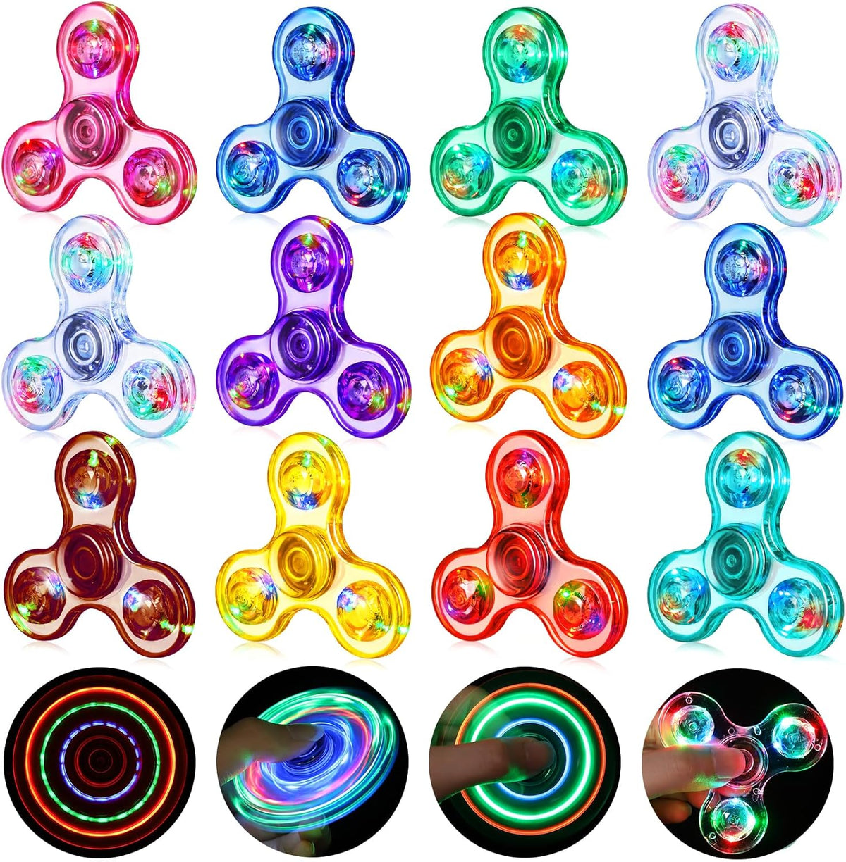 Gigilli Fidget Spinners 12 Pack, Party Favors LED Light Up Bulk Fidget Spinners, Kids Fidget Toy