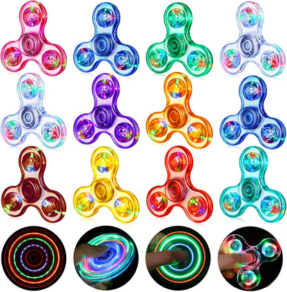 Gigilli Fidget Spinners 12 Pack, Party Favors LED Light Up Bulk Fidget Spinners, Kids Fidget Toy