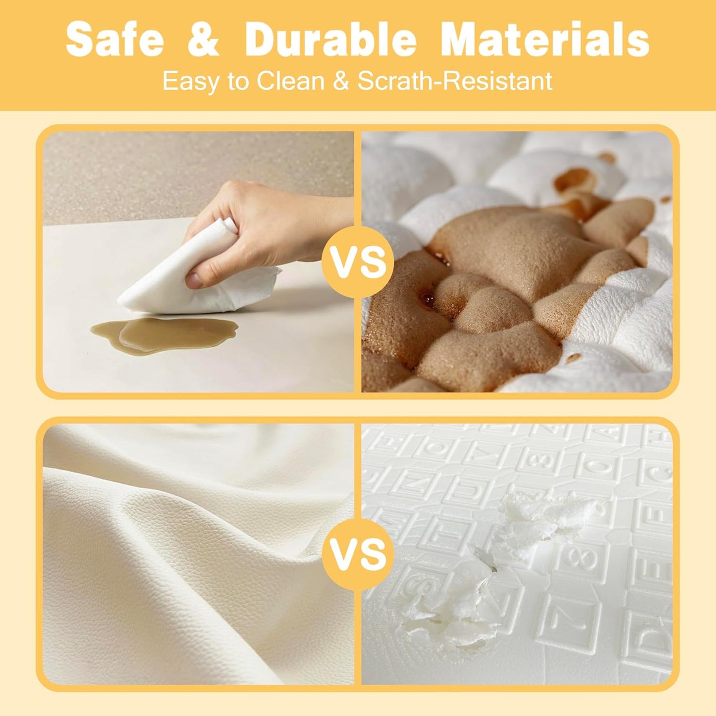 Padded 71" ×59" Large Baby Play Mat for Floor, 1.3" Thick Foam Mat with Soft Vegan Leather, Baby