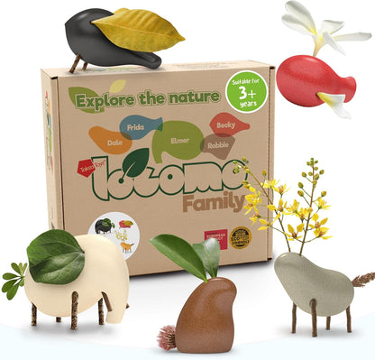 Taksa Toys Locomo Family Multicolored Edition IV (Set of 5) - Wooden Animal Figures Open-Ended