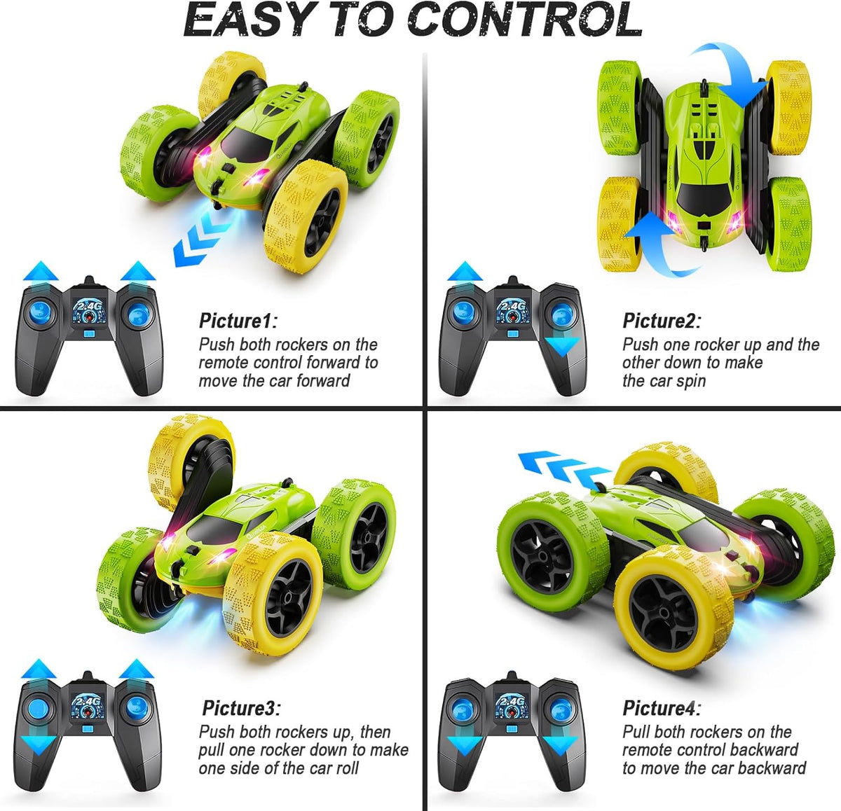 Remote Control Car, RC Car Toys for 6-12 Year Old Boys, Off Road RC Stunt Car 4WD 360° Rotating