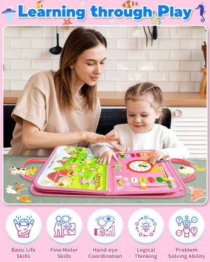 Gojmzo Busy Board Montessori Toys for Toddler Boy Birthday Gifts Busy Book