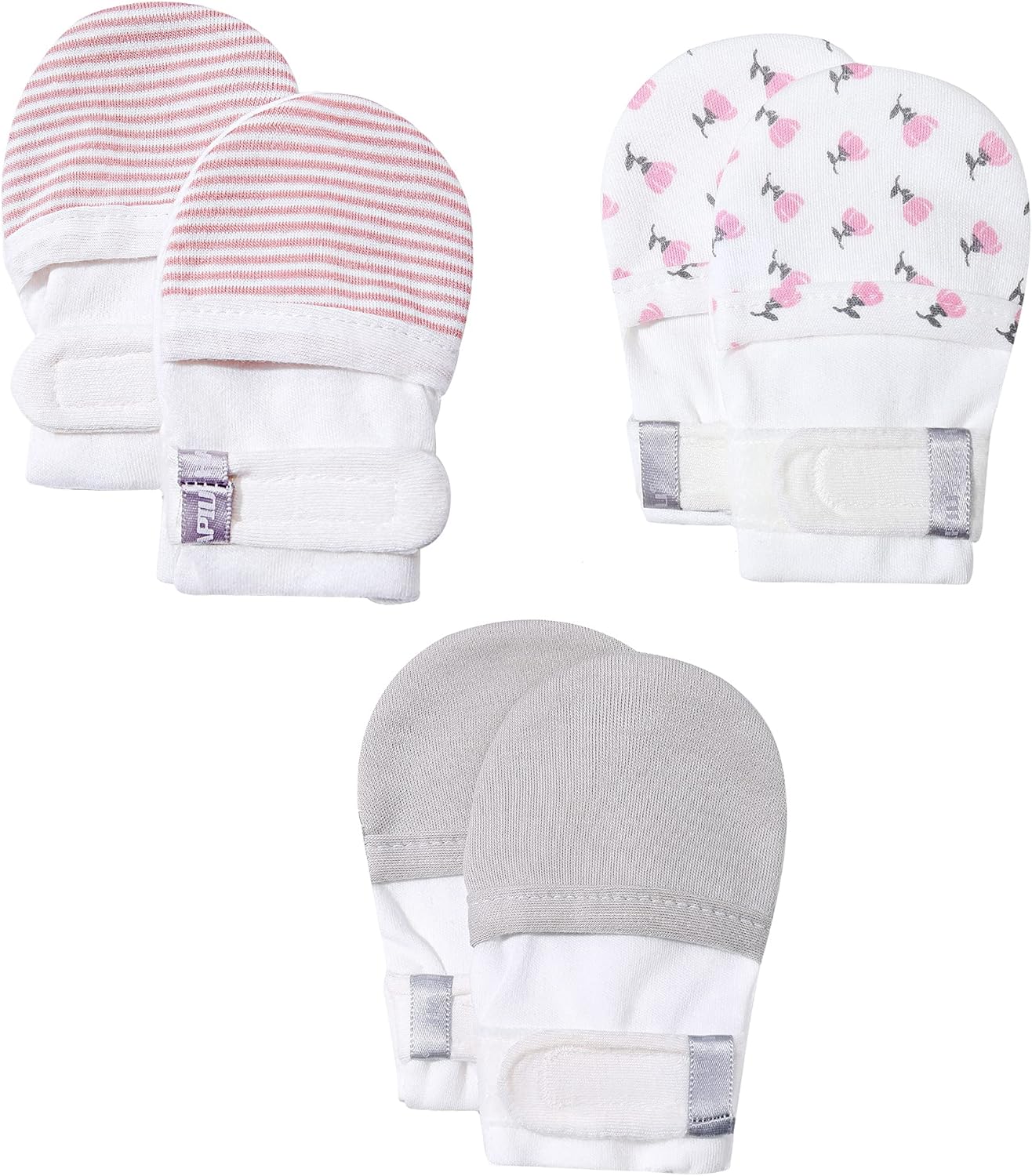 HAPIU Baby No Scratch Mittens Stay On, 100% Cotton Breathable, Adjustable Infant Gloves for Boys