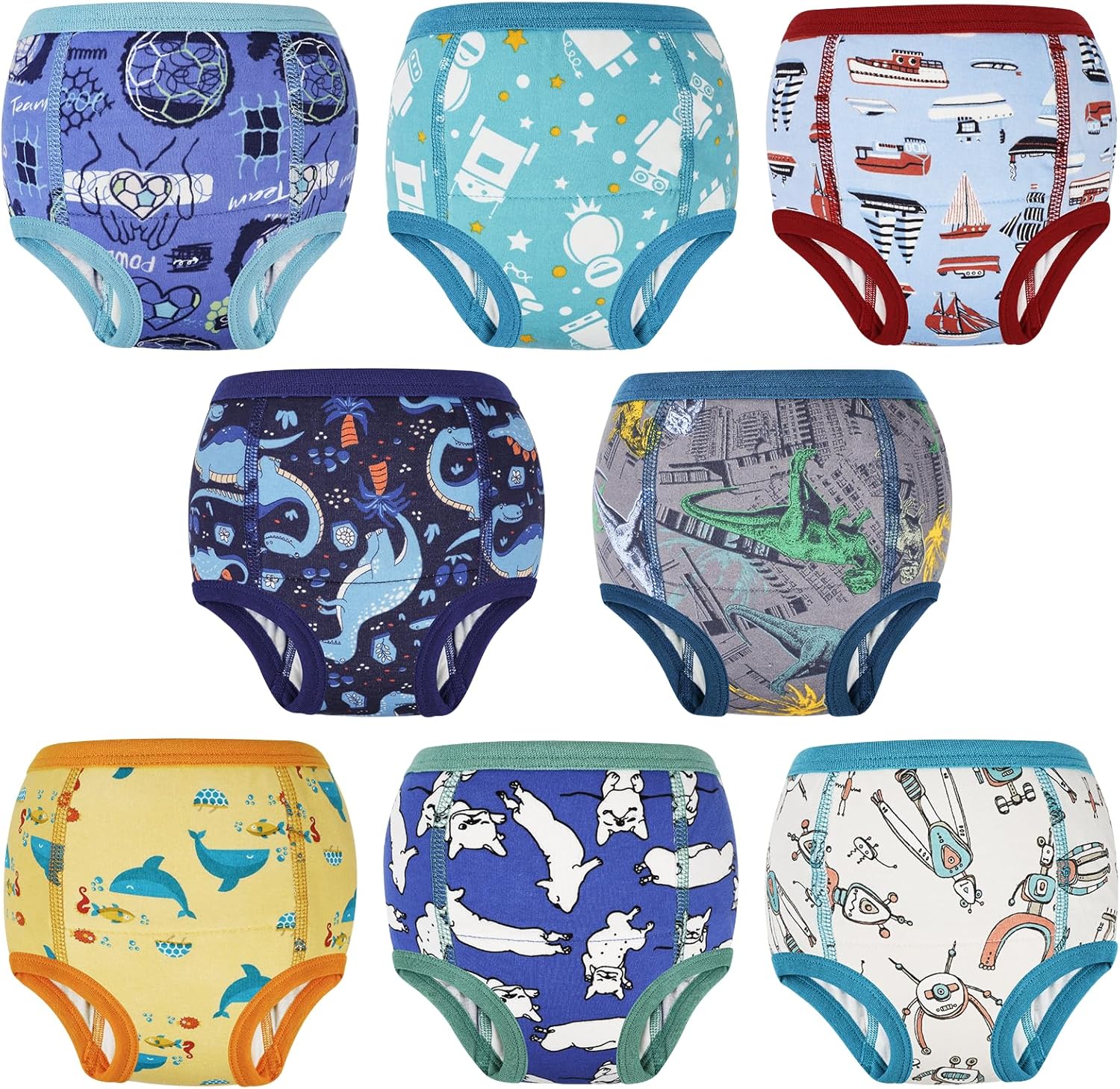 MooMoo Baby Absorbent Potty Training Pants 8 Packs Cotton Training Underwear for Boys 3T