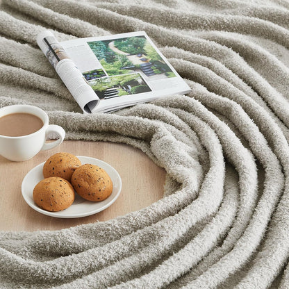 CYMULA Knit Throw Blanket for Couch Light Grey - Super Soft Lightweight Plush Fuzzy Fluffy Warm