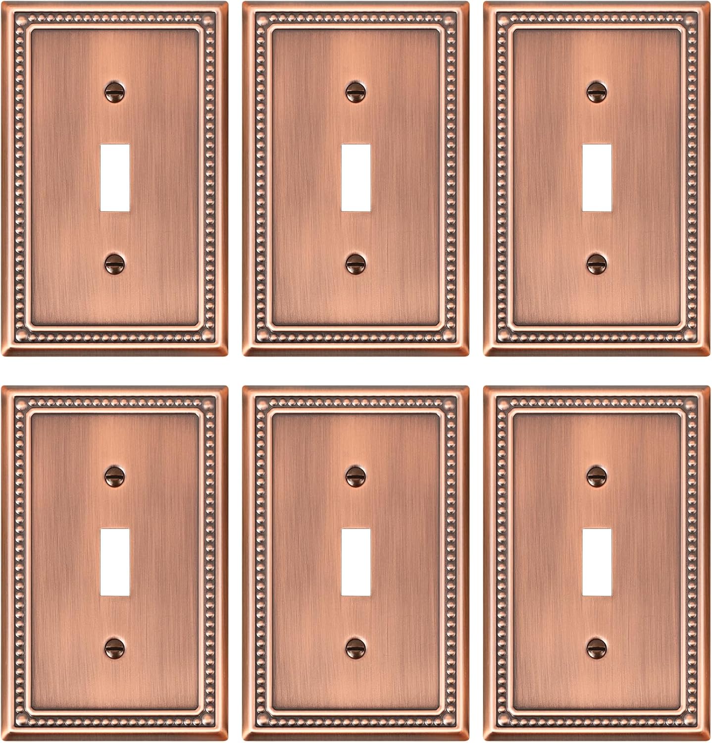 6-Pack Single Toggle Light Switch Cover Plate, Pearls Decorative Switch Plate Covers, Antique