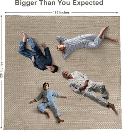PHF 100% Cotton Waffle Blanket Oversized King 120"x120", Lightweight Breathable Extra Large 10'x10'