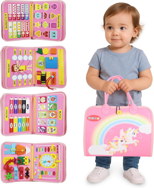 Montessori Busy Board - Ideal Busy Book Toddler Toys & Gifts for Boys & Girls, Toddler Travel