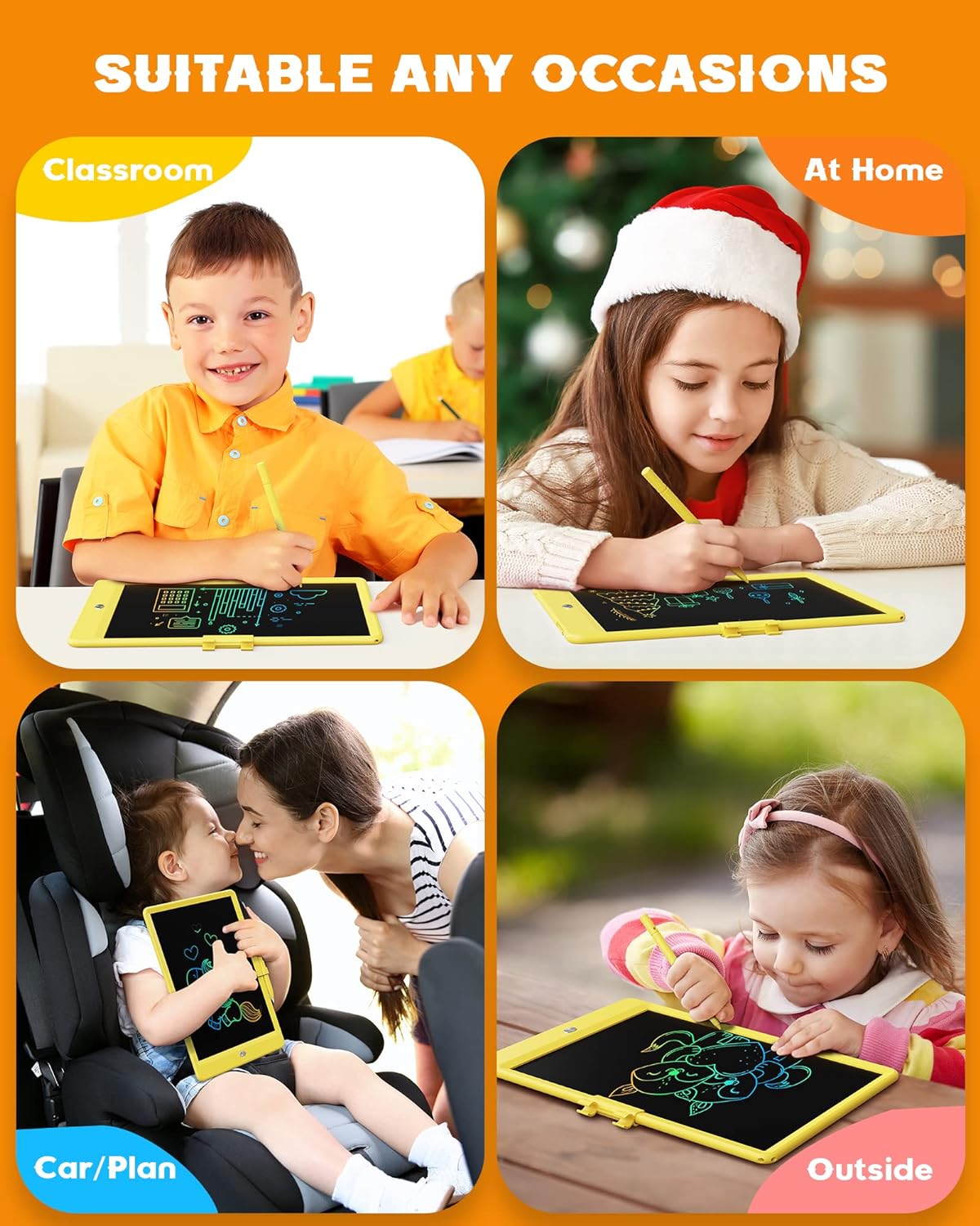 Bravokids LCD Writing Tablet for 3-8 Year Old Girls and Boys - 10 Inch Electronic Doodle Board