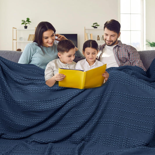 PHF 100% Cotton Waffle Blanket Oversized King 120"x120", Lightweight Breathable Extra Large 10'x10'