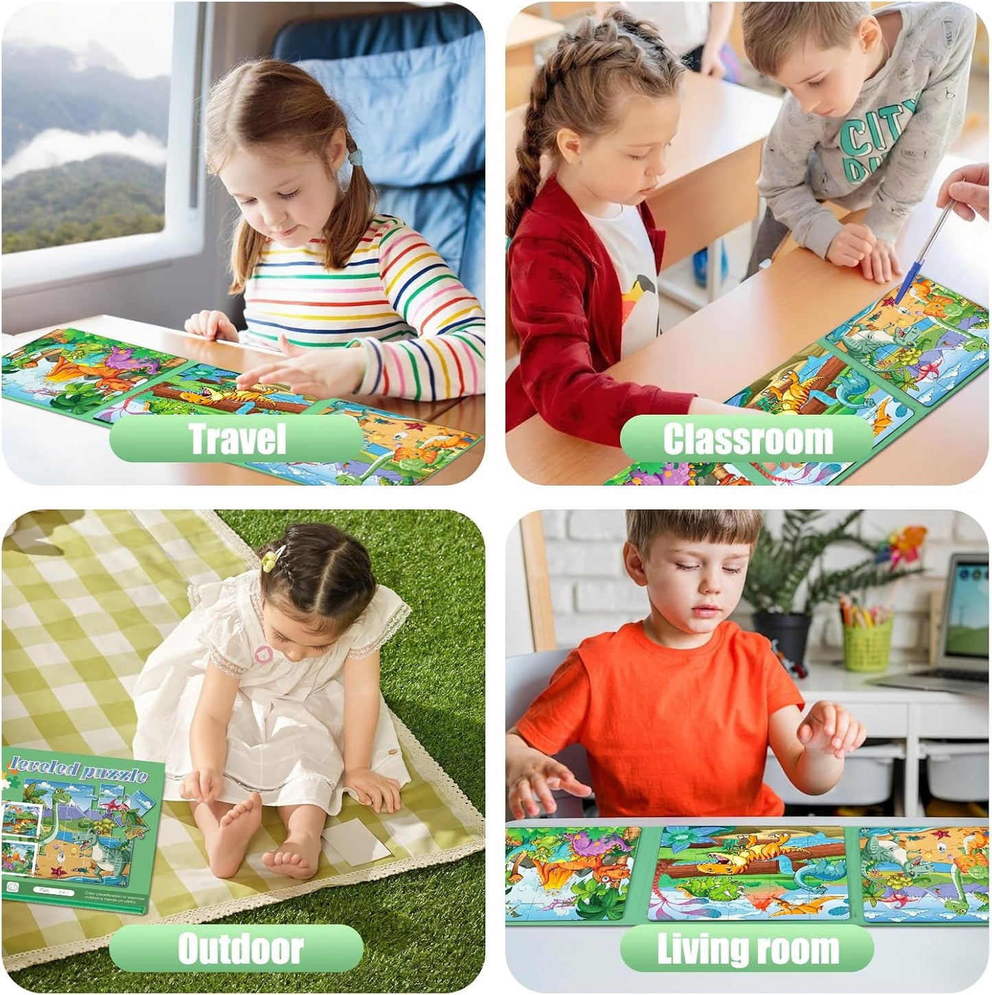 Magnetic Puzzles for Toddlers 3-5 , 75-Pieces Travel Toys , Dinosaur Puzzles Ages 4-6, Educational