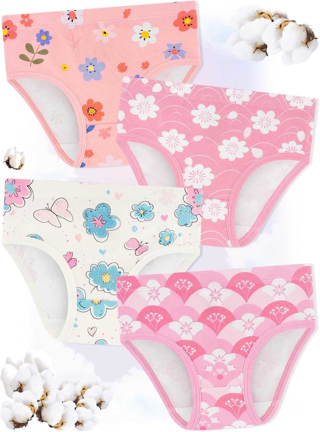 Girls' Underwear,Soft Cotton Tagless Panties for Toddlers' & Little Kids' Comfort,Breathable