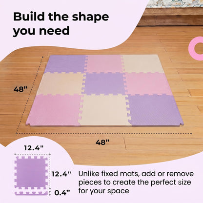MioTetto Baby Play Mat, Soft Foam Floor Tiles for Kids. Adjustable Interlocking Foam Tiles, Fits