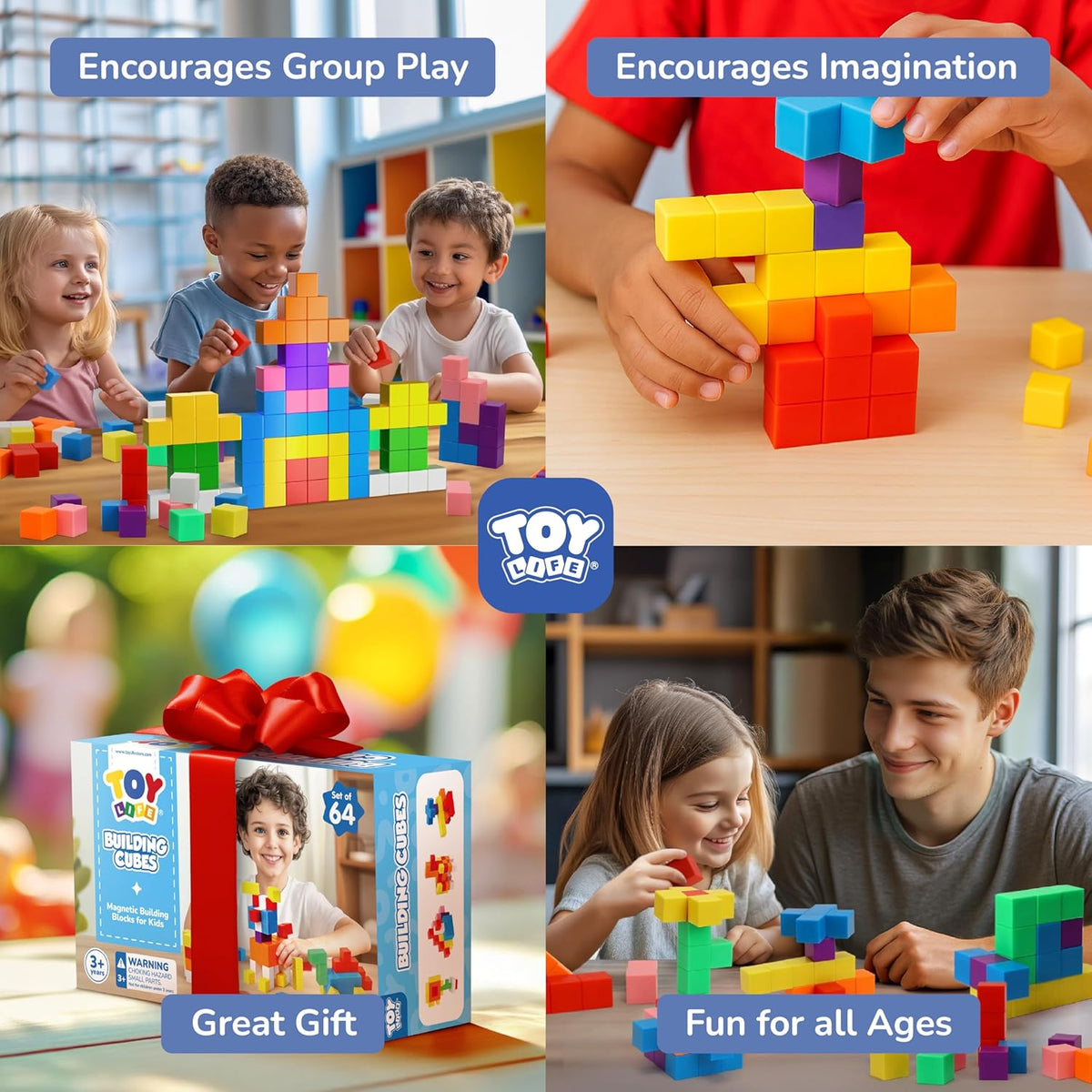TOY Life 64 Pcs Magnetic Blocks for Toddlers Age 3-5 Magnet Blocks Magnetic Building Block for Kids