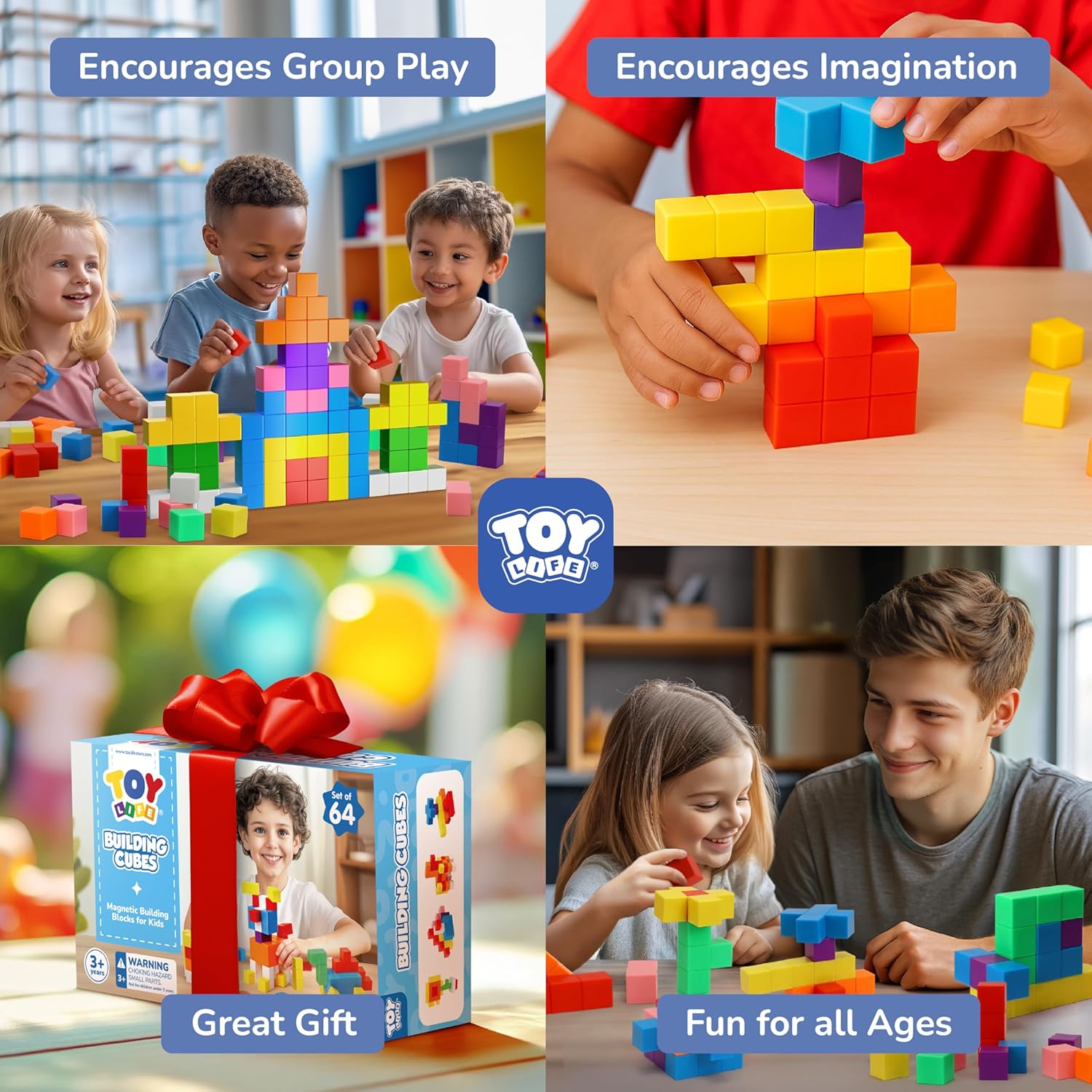 TOY Life 64 Pcs Magnetic Blocks for Toddlers Age 3-5 Magnet Blocks Magnetic Building Block for Kids