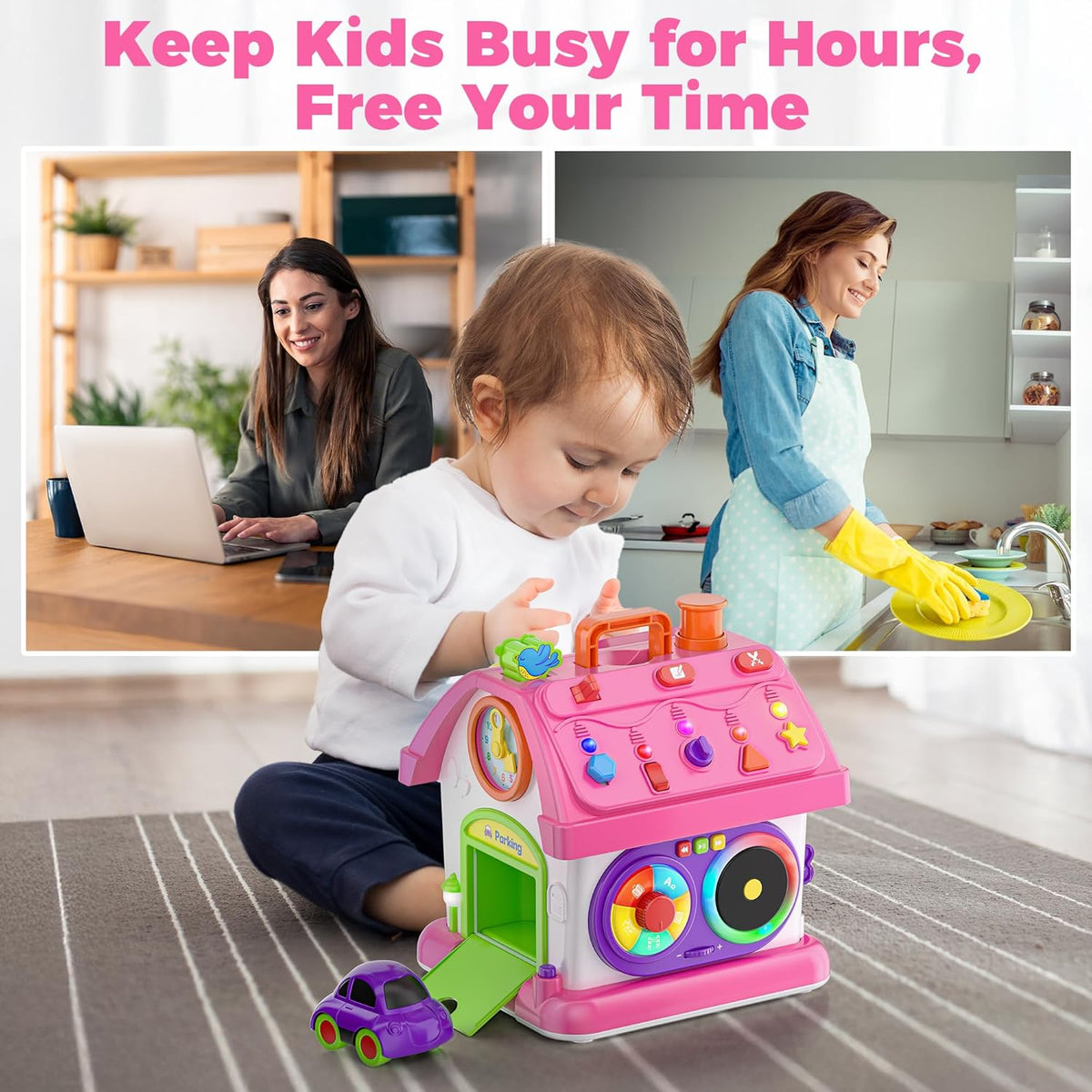 Montessori Toy for 1 Year Old Girl Gifts, Musical Bilingual Educational Toddler Toy Age 1-2 Yr