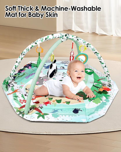 dearlomum 4-in-1 Tummy Time Mat,Baby Activity Play Mat,Newborn Play Baby Mats for Floor with 6