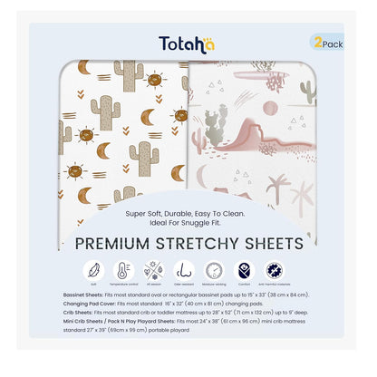 TotAha Cactus Changing Pad Covers Neutral, Buttery Soft Changing Table Cover Girl Boy, Silky