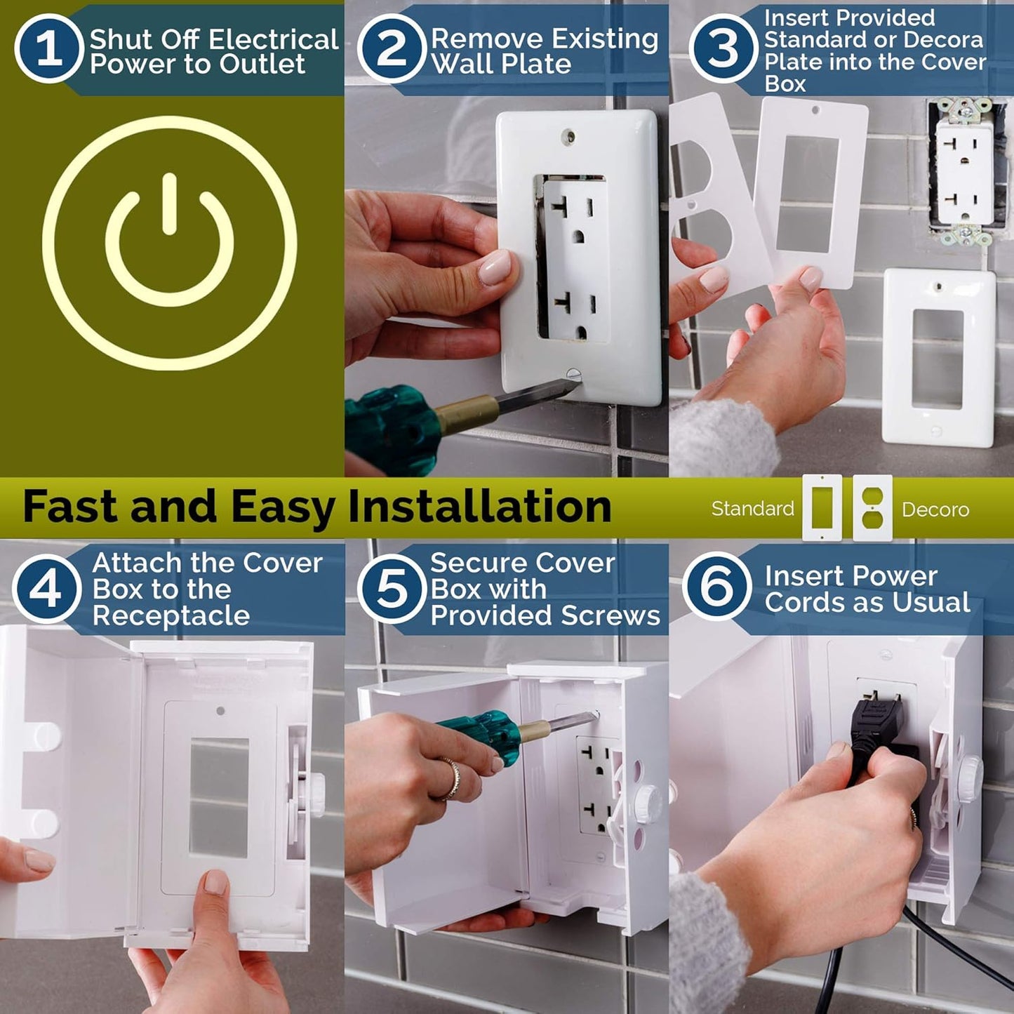 Baby Safety Outlet Cover Box (2 Pack) Double Lock for Much Better Toddler Proofing, Easier
