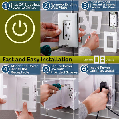 Baby Safety Outlet Cover Box (2 Pack) Double Lock for Much Better Toddler Proofing, Easier