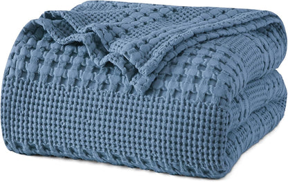 PHF 100% Cotton Waffle Weave Blanket King Size, Soft Lightweight Breathable Cozy Summer Blankets