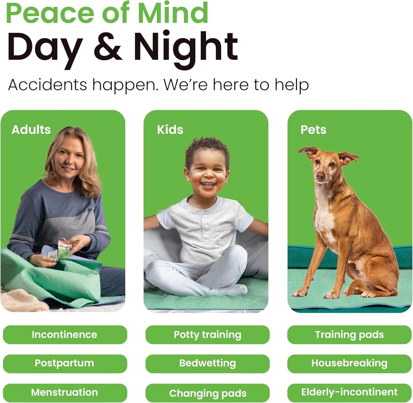IMPROVIA® Washable Underpads, 34" x 52" (Pack of 4) - Heavy Absorbency Reusable Incontinence Pads