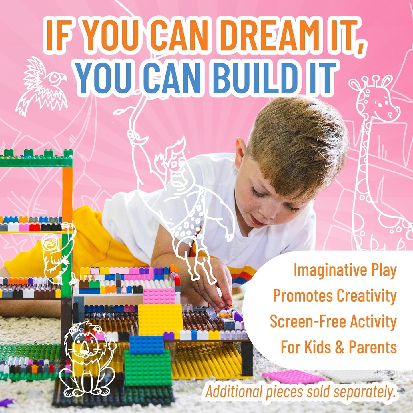 Strictly Briks Classic Bricks Starter Kit - 96 Pink 2x4 Blocks - Creative Play Set for Ages 3+