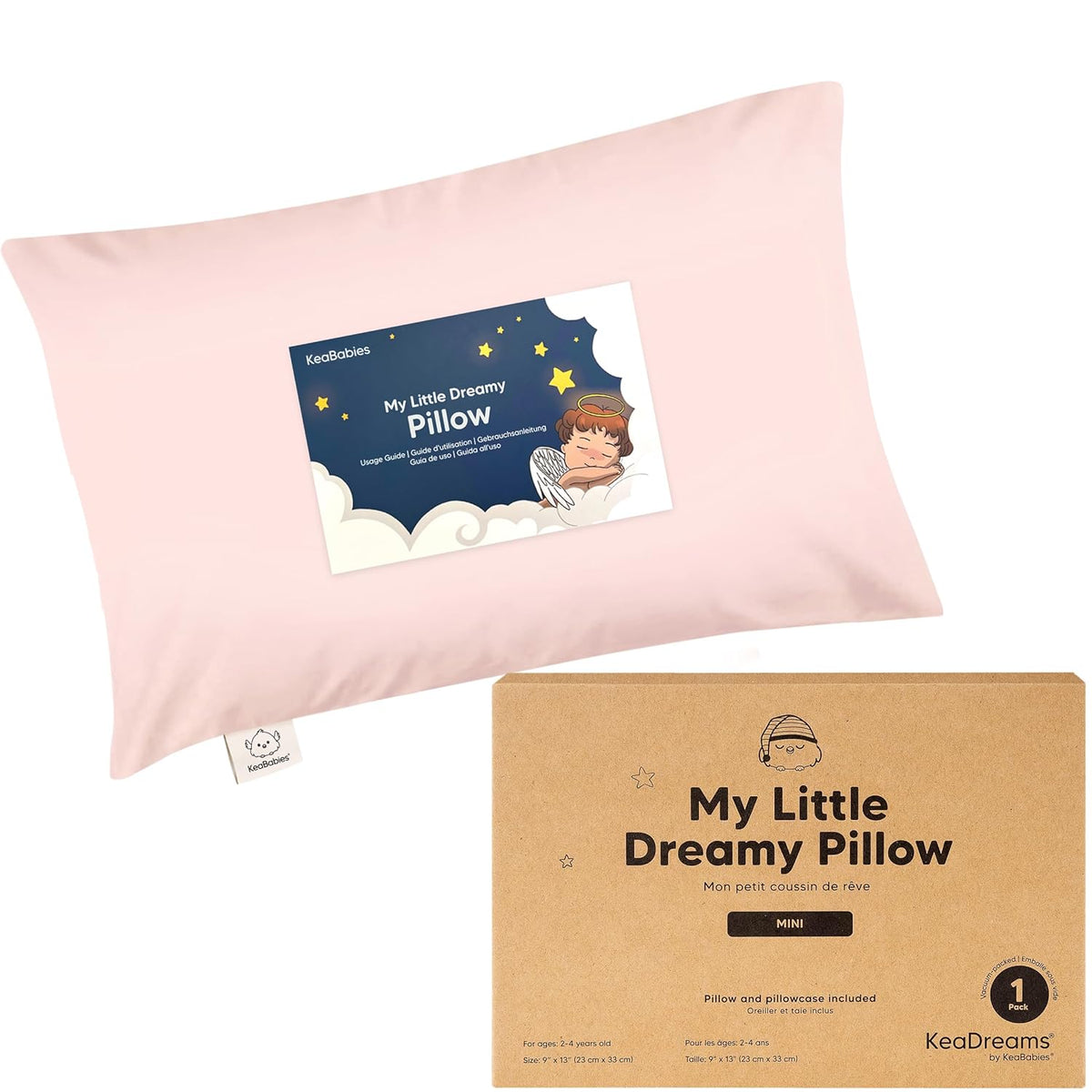 Mini Toddler Pillow with Pillowcase - 9x13 My Little Dreamy Travel Kids Pillow for Sleeping