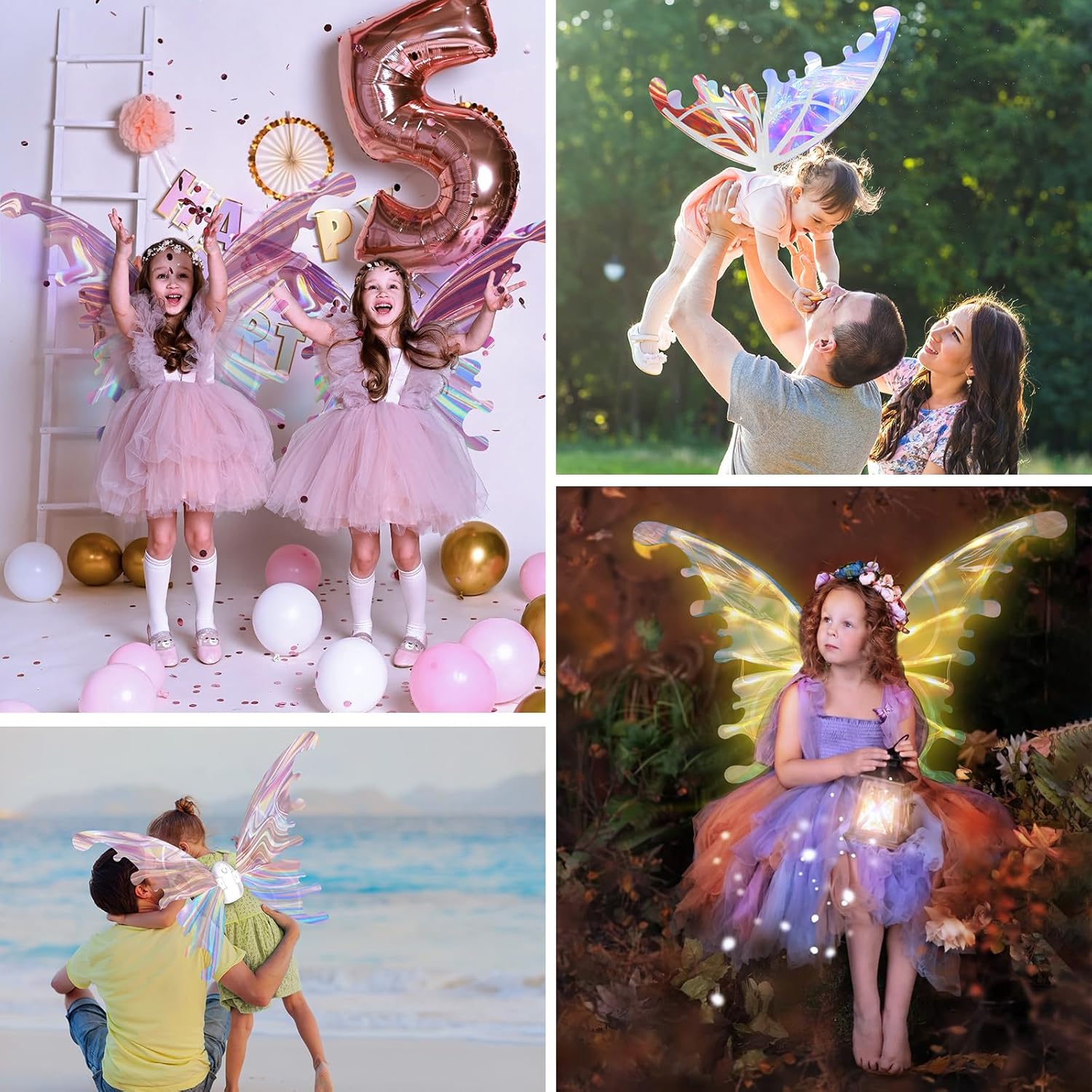 Electric Fairy Wings for Girls, Light Up Moving Butterfly Wings with LED Lights and Music, Toy for