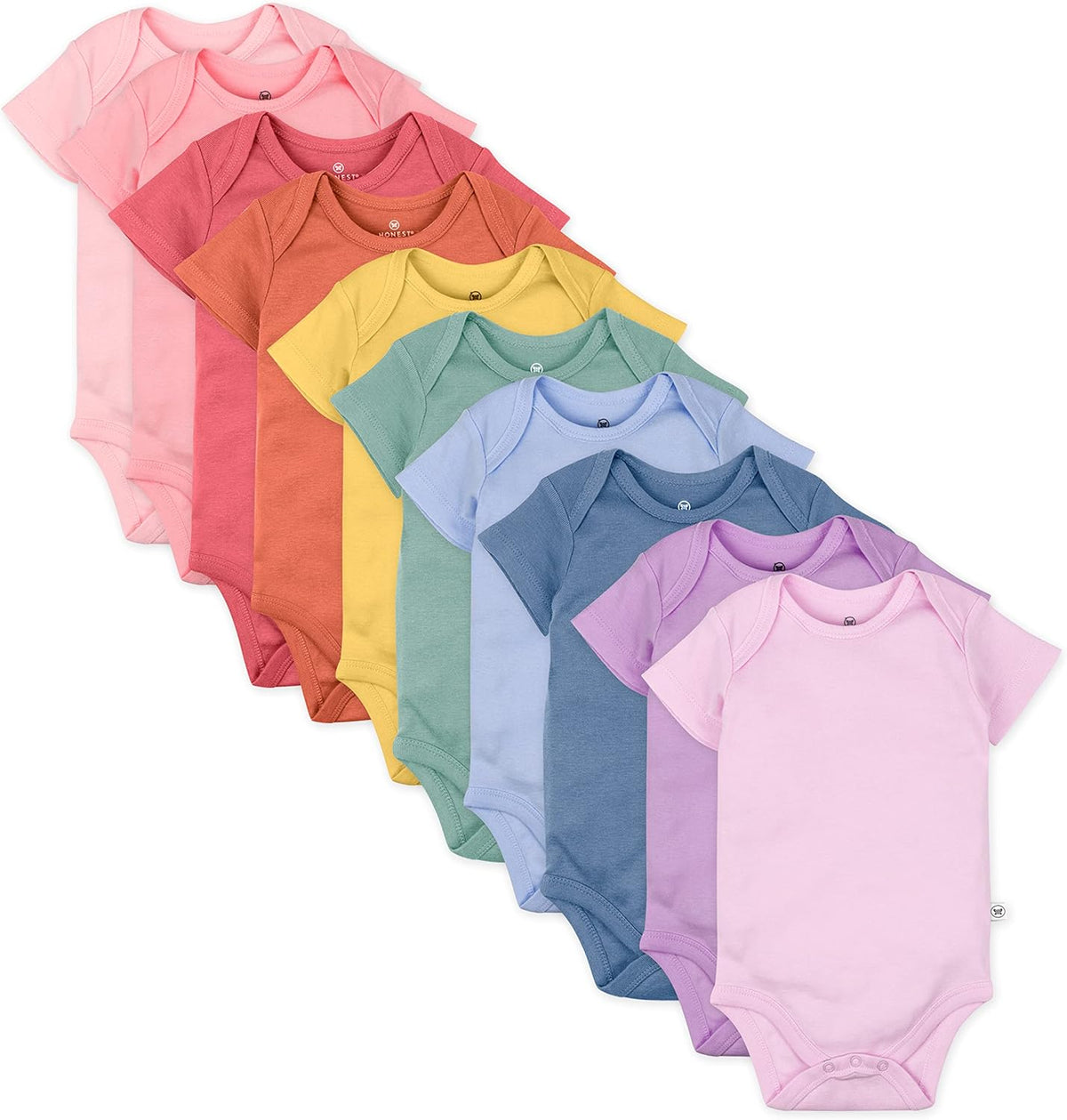 HonestBaby unisex-baby 10-pack Short Sleeve Bodysuits One-piece 100% Organic Cotton for Infant Baby