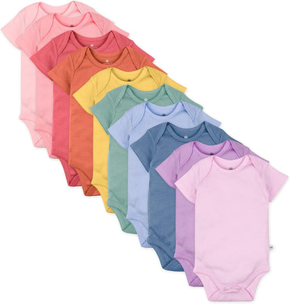 HonestBaby unisex-baby 10-pack Short Sleeve Bodysuits One-piece 100% Organic Cotton for Infant Baby