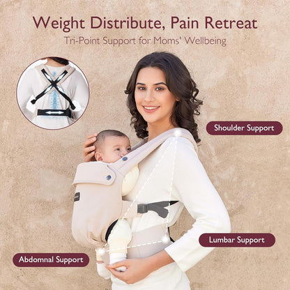 Momcozy Baby Carrier - Ergonomic, Cozy and Lightweight Carrier for 7-44lbs, Effortless to Put On