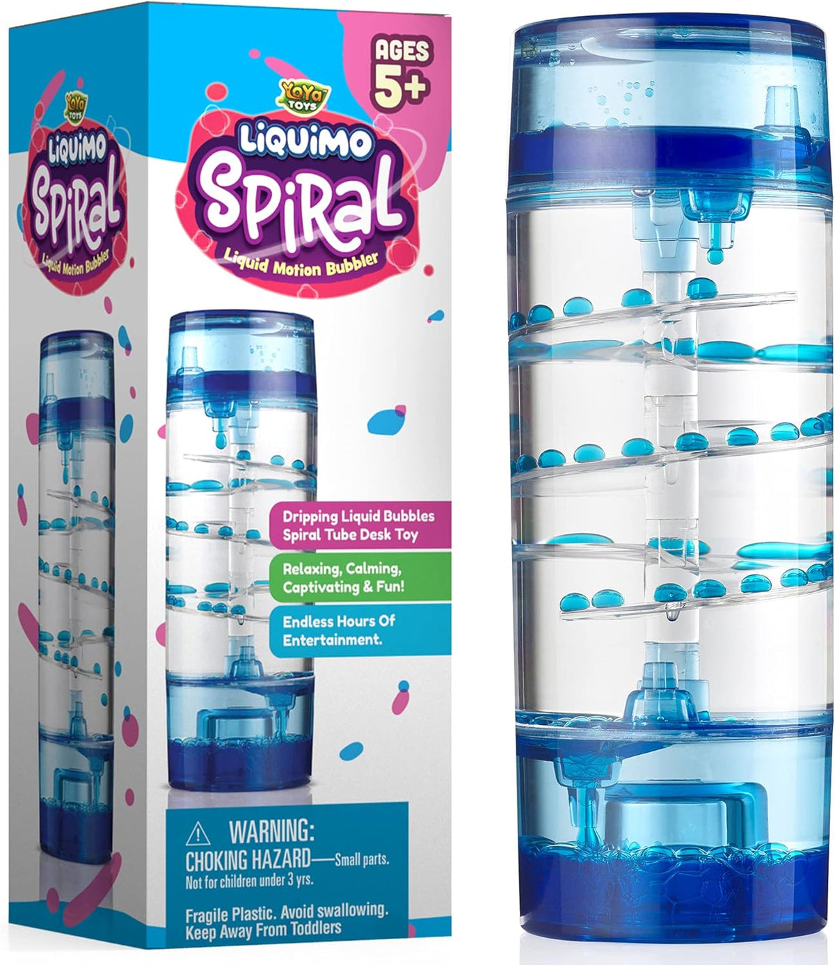 YoYa Toys Liquimo Spiral Liquid Motion Bubbler Timer for Kids - Bubble Drop Hourglass - Fidget Toys